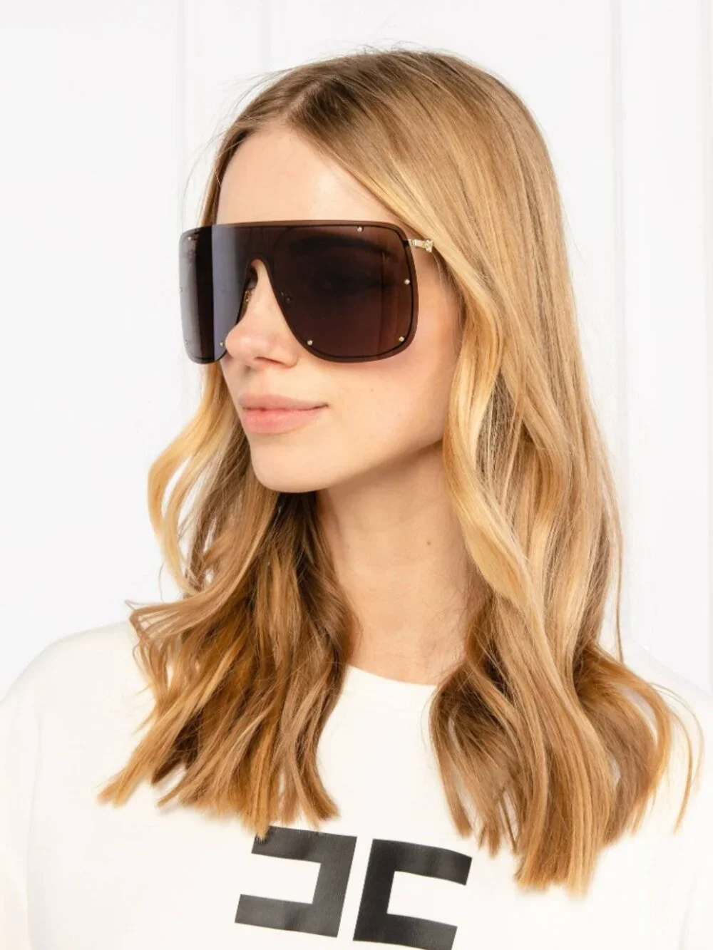 Alexander McQueen Men’s Sunglasses Gold Grey Shield AM0313S 001 NEW AUTHENTIC